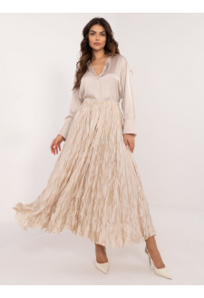 Beige crinkled skirt with an elastic waistband