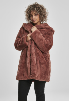 Ladies Hooded Teddy Coat darkrose