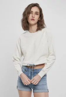 Ladies Oversized Cropped Crewneck lightgrey