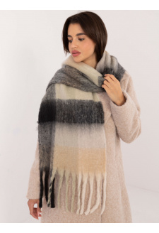 Black and beige checkered winter scarf