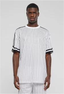 Oversized Striped Mesh Tee white/black