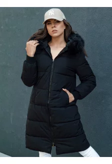 Women's winter jacket with fur TREVERSE black Dstreet TY4498