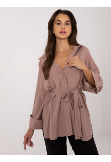 Dark beige oversized shirt with a collar