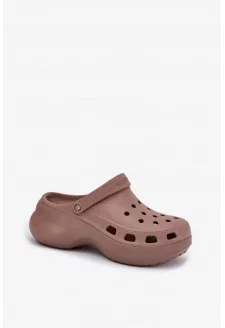 Piankowe Klapki Damskie Na Masywnej Podeszwie Big Star RR274A121 Ciemnobeżowe