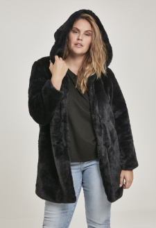 Ladies Hooded Teddy Coat black