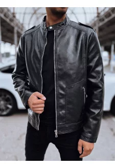 Men's black leather jacket Dstreet TX4714