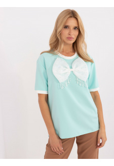 Elegant mint blouse with a bow