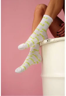 Women's Cotton Socks With Smile Print White