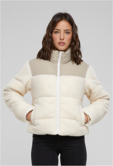 Ladies Short Sherpa Mix Puffer Jacket wetsand/sand