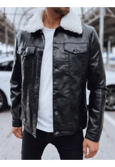 Men's black leather jacket Dstreet TX4704