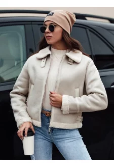 Women's suede jacket with fur KASAMIRA white Dstreet TY4739