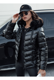 Women's quilted winter jacket with a hood MIRIAL black Dstreet TY4574