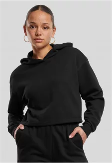 Ladies Oversized Cropped Light Terry Hoodie black