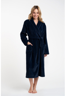 Bona women's long-sleeved bathrobe - navy blue