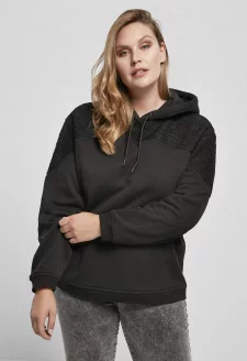 Ladies Lace Inset Hoody black