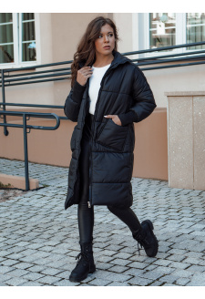 Women's oversized coat NADIA quilted with hood black Dstreet TY4542