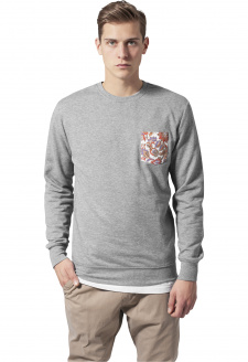 Contrast Pocket Crewneck grey/flower