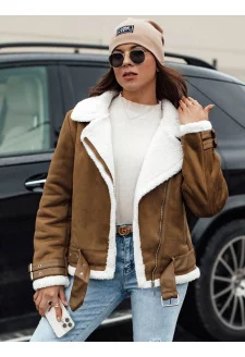 Women's jacket LEVERINO suede with sheepskin camel Dstreet TY4733