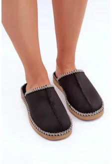 Women's Home Slippers With Embroidery Inblu EY000028 Black