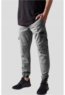 Washed Cargo Twill Jogging Pants grey